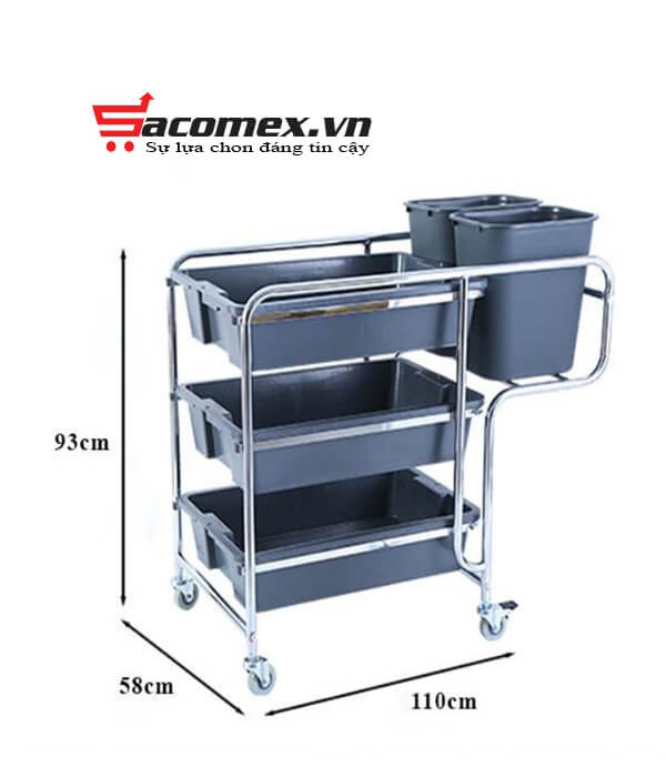 Xe đẩy thu gom bát đĩa và thức ăn HiClean HC168