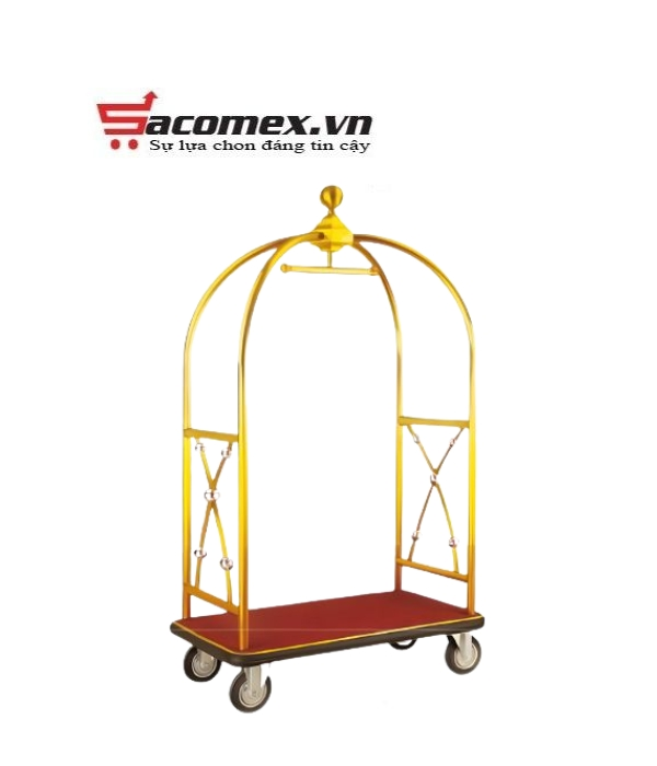 Xe đẩy hành lý khách sạn inox vàng HTGXL01A