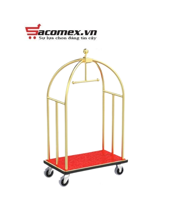 Xe đẩy hành lý khách sạn inox vàng HTD13-C