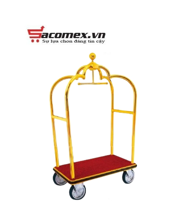 Xe đẩy hành lý khách sạn inox vàng HTGXL01