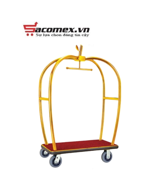 Xe đẩy hành lý khách sạn inox vàng HTGXL13