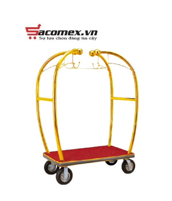 Xe đẩy hành lý khách sạn inox vàng HTGXL14