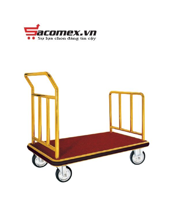 Xe đẩy hành lý khách sạn inox vàng HTD22