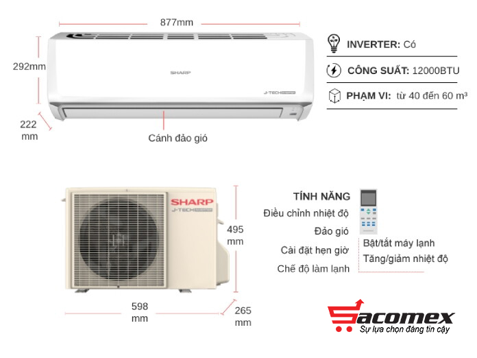điều hòa Sharp Inverter 1.5 HP AH-X13ZEW