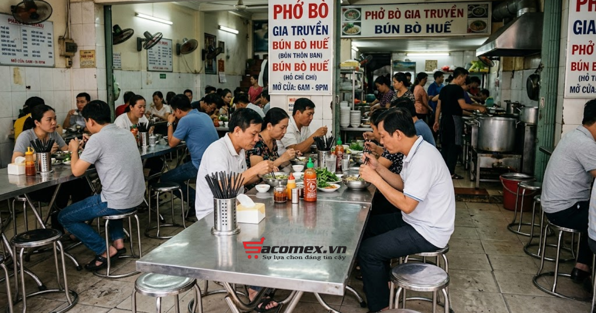 Bàn inox được sử dụng tại các quán ăn