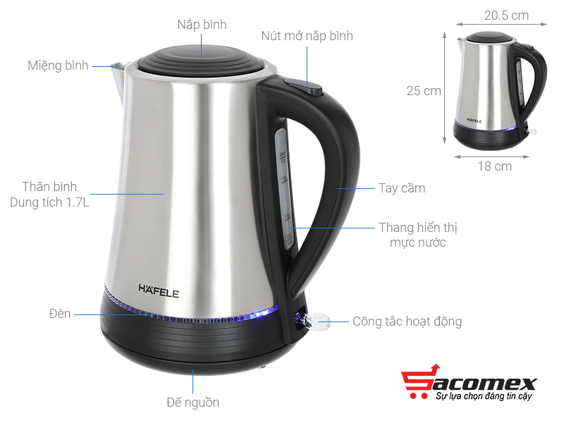 Bình đun siêu tốc Hafele HS-K1703X (535.43.733