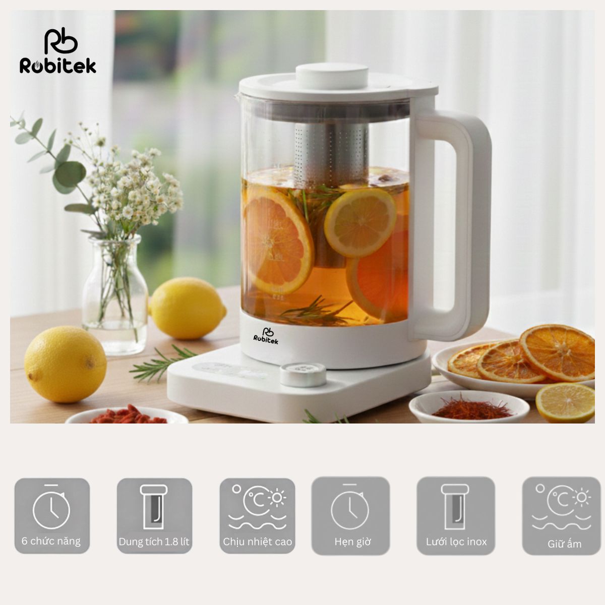 Ưu điểm nổi bật của Máy pha trà Robitek 1.8L RB18