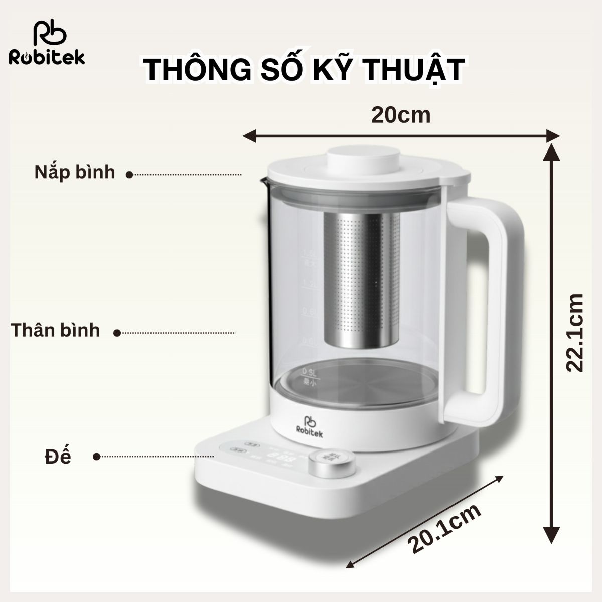 Ưu điểm nổi bật của Máy pha trà Robitek 1.8L RB18