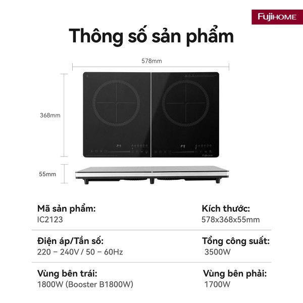 Đặc điểm nổi bật của bếp từ đôi Fujihome IC2123