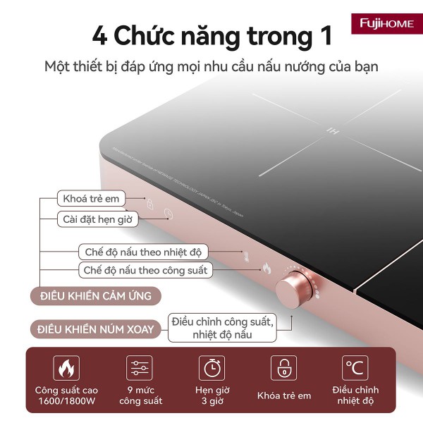 Đặc điểm nổi bật của bếp từ đôi Fujihome IC2602P