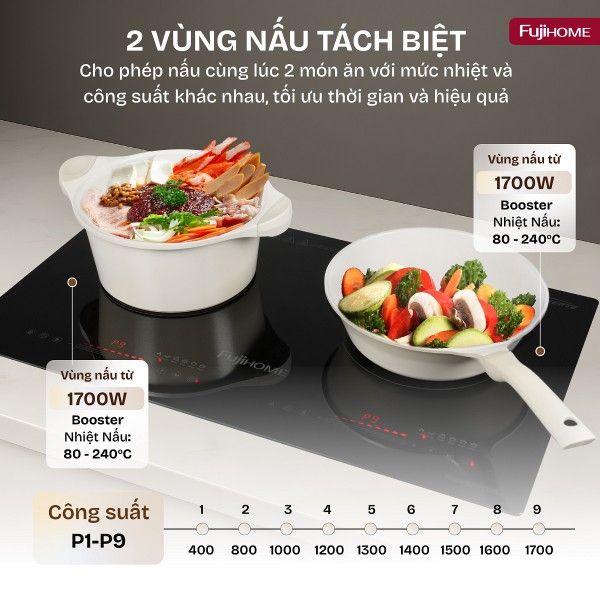 Đặc điểm nổi bật của bếp từ đôi Fujihome IC2623