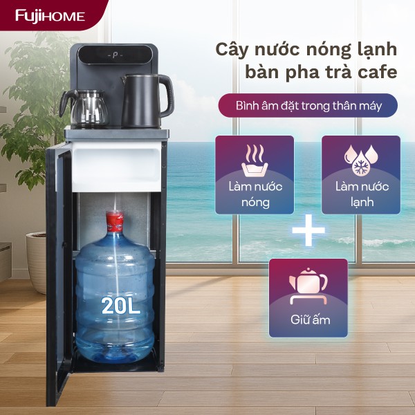 Giới thiệu cây nước nóng lạnh kết hợp bàn pha trà, cafe Fujihome TB392