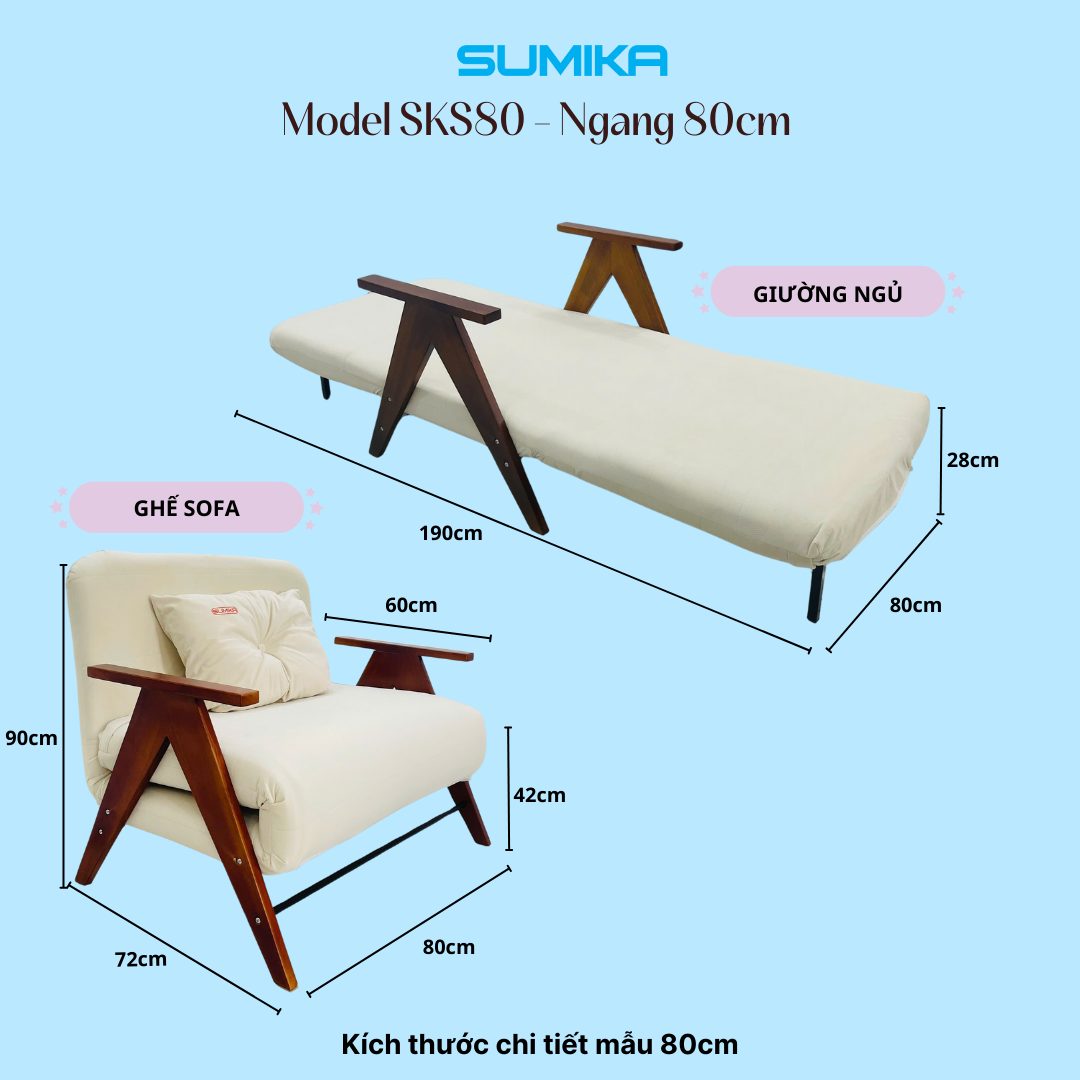 Đặc điểm nổi bật của ghế sofa giường gấp gọn Sumika SKS80