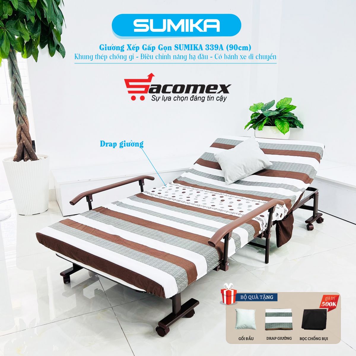 giường nệm xếp gọn đa năng Sumika 339A