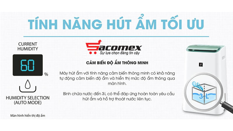 máy hút ẩm và lọc không khí Sharp DW-E16FA-W