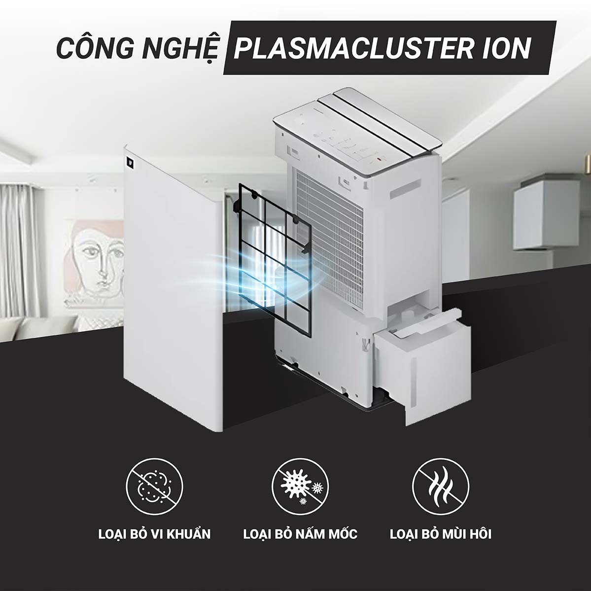 Máy trang bị Plasmacluster Ion mật độ cao 7000 ion/cm³