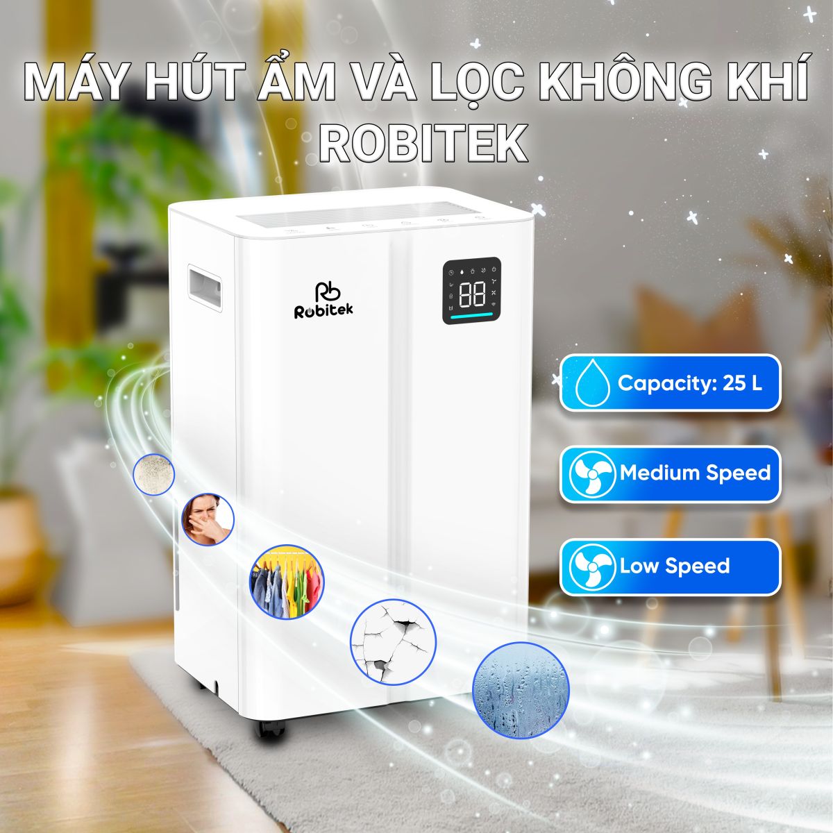 Đặc điểm nổi bật của máy hút ẩm Robitek DH25