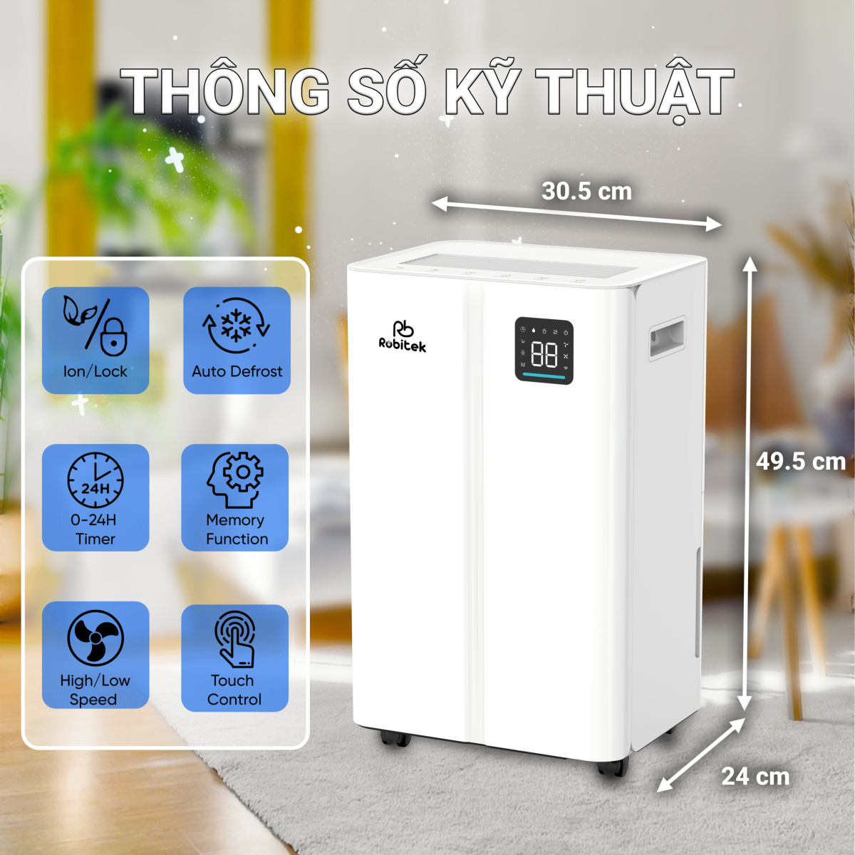 Đặc điểm nổi bật của máy hút ẩm Robitek DH25