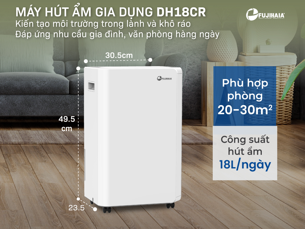 máy hút ẩm dân dụng Fujihaia DH18CR
