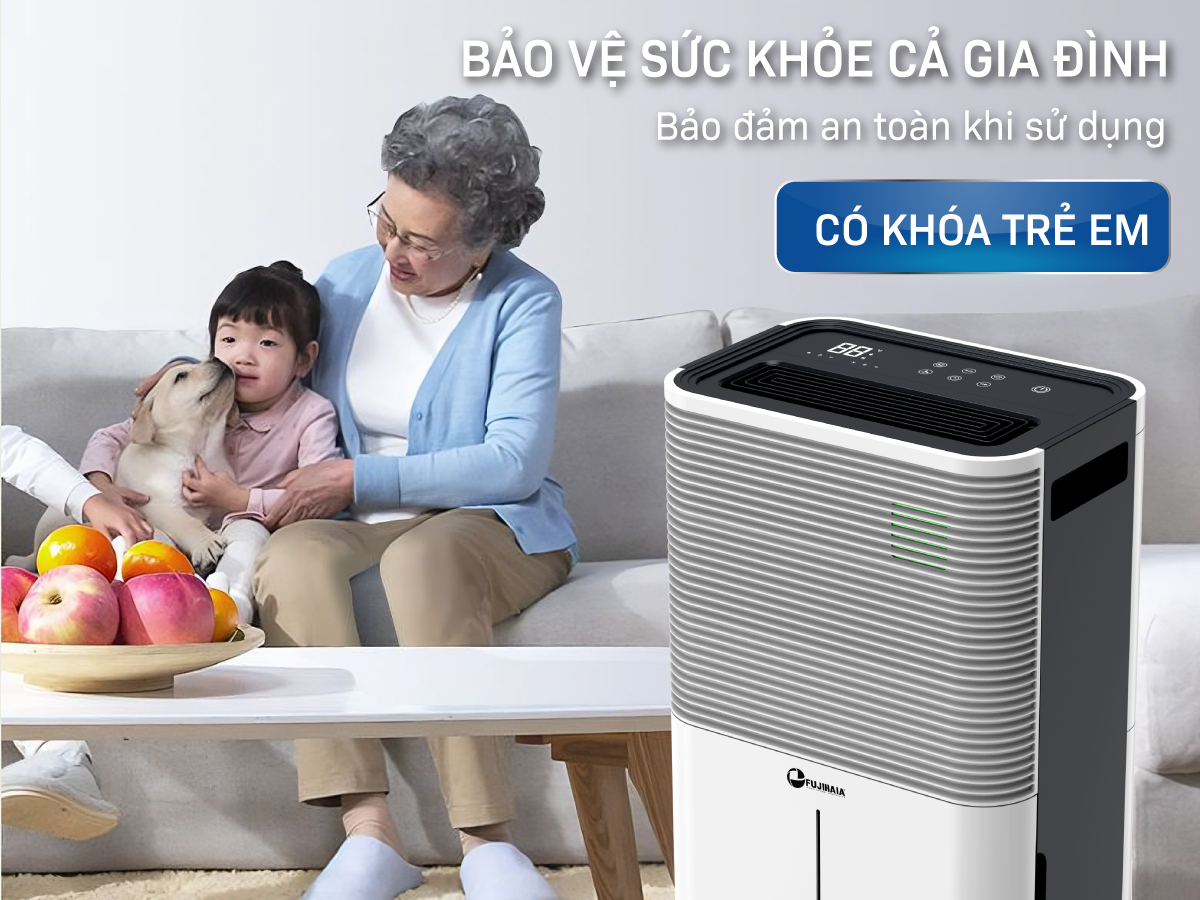 máy hút ẩm dân dụng kèm lọc không khí Fujihaia DH25W