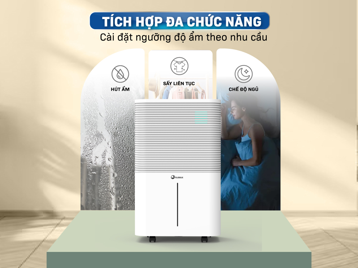 máy hút ẩm dân dụng kèm lọc không khí Fujihaia DH25W