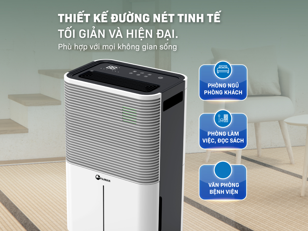 máy hút ẩm dân dụng kèm lọc không khí Fujihaia DH25W