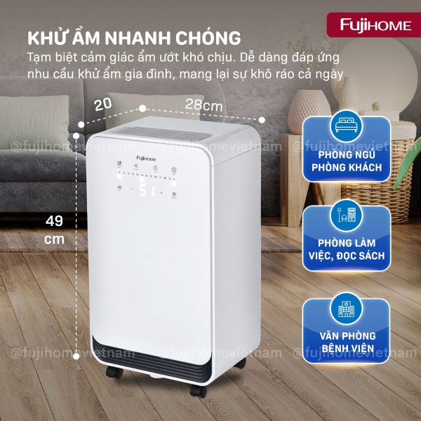 Ưu điểm nổi bật của máy hút ẩm dân dụng Fujihome DH10