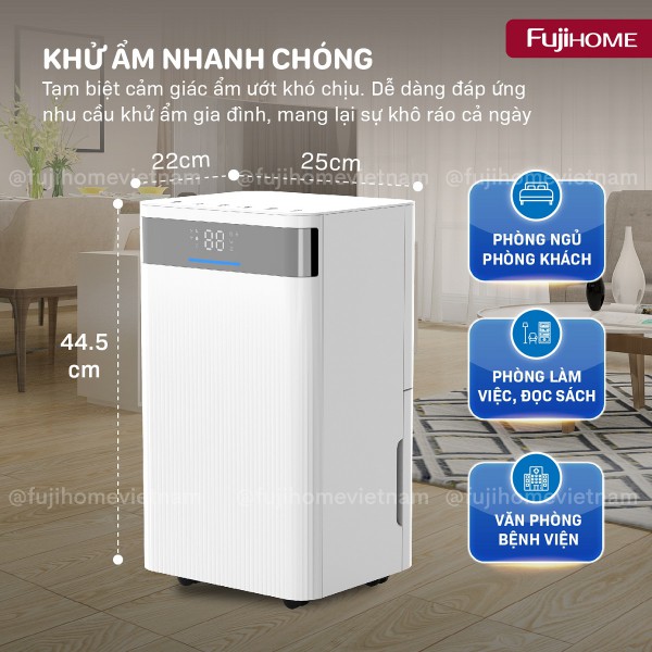 Ưu điểm nổi bật của máy hút ẩm dân dụng Fujihome DH12NW