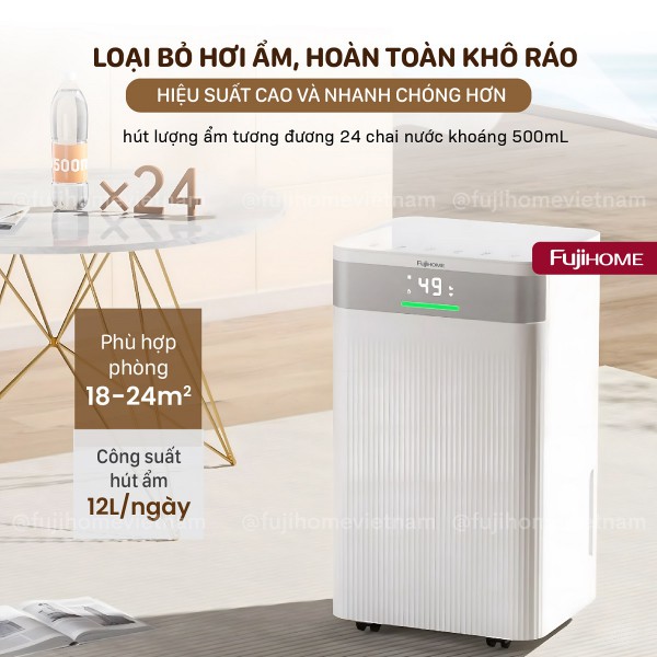 Ưu điểm nổi bật của máy hút ẩm dân dụng Fujihome DH12NW