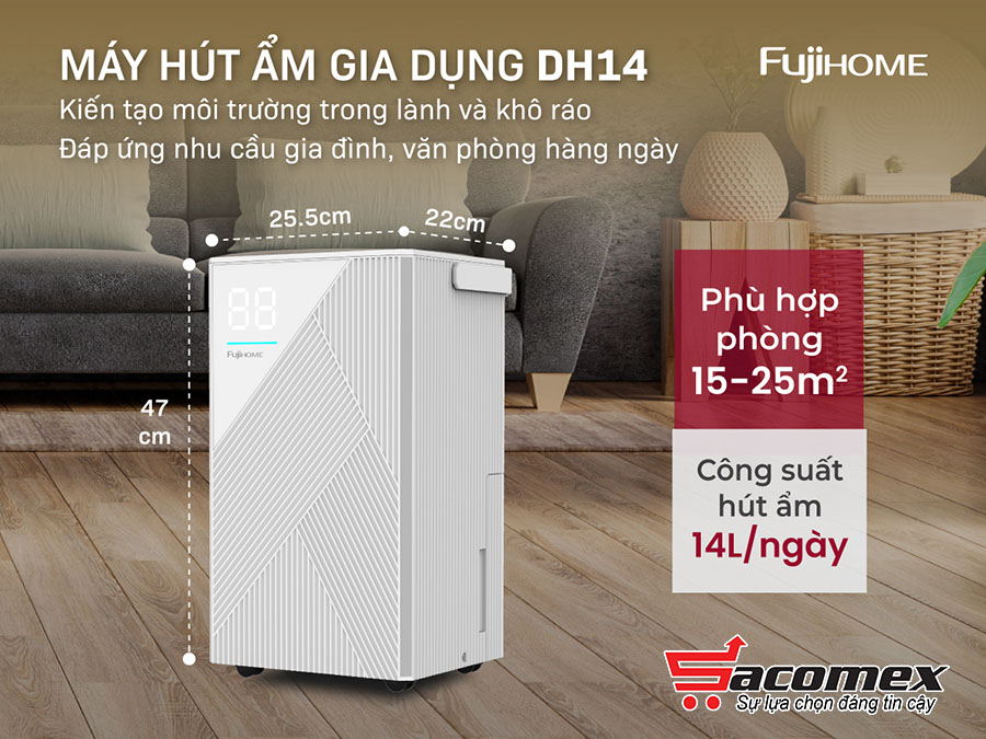 máy hút ẩm dân dụng Fujihome DH14
