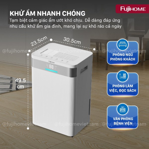 Đặc điểm nổi bật của máy hút ẩm dân dụng Fujihome DH16NW