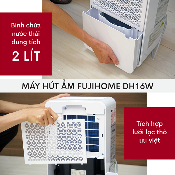 máy hút ẩm dân dụng Fujihome DH16W