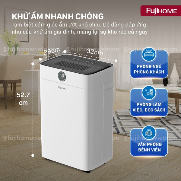 Ưu điểm nổi bật của máy hút ẩm dân dụng Fujihome DH18W-HEPA
