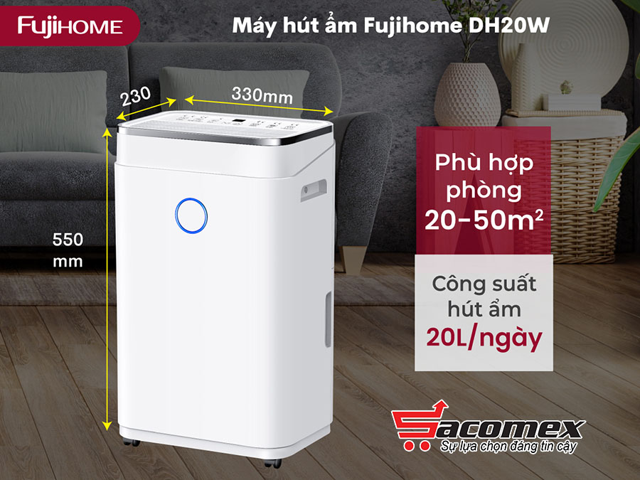 máy hút ẩm dân dụng Fujihome DH20W