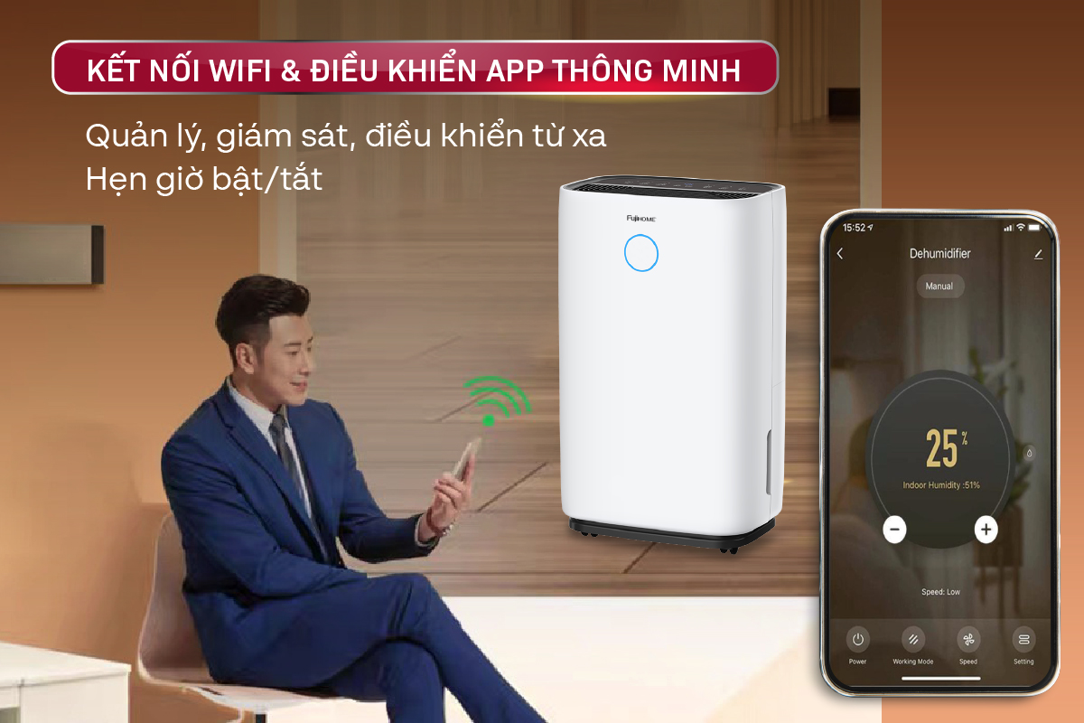 máy hút ẩm dân dụng Fujihome DH25W-HEPA