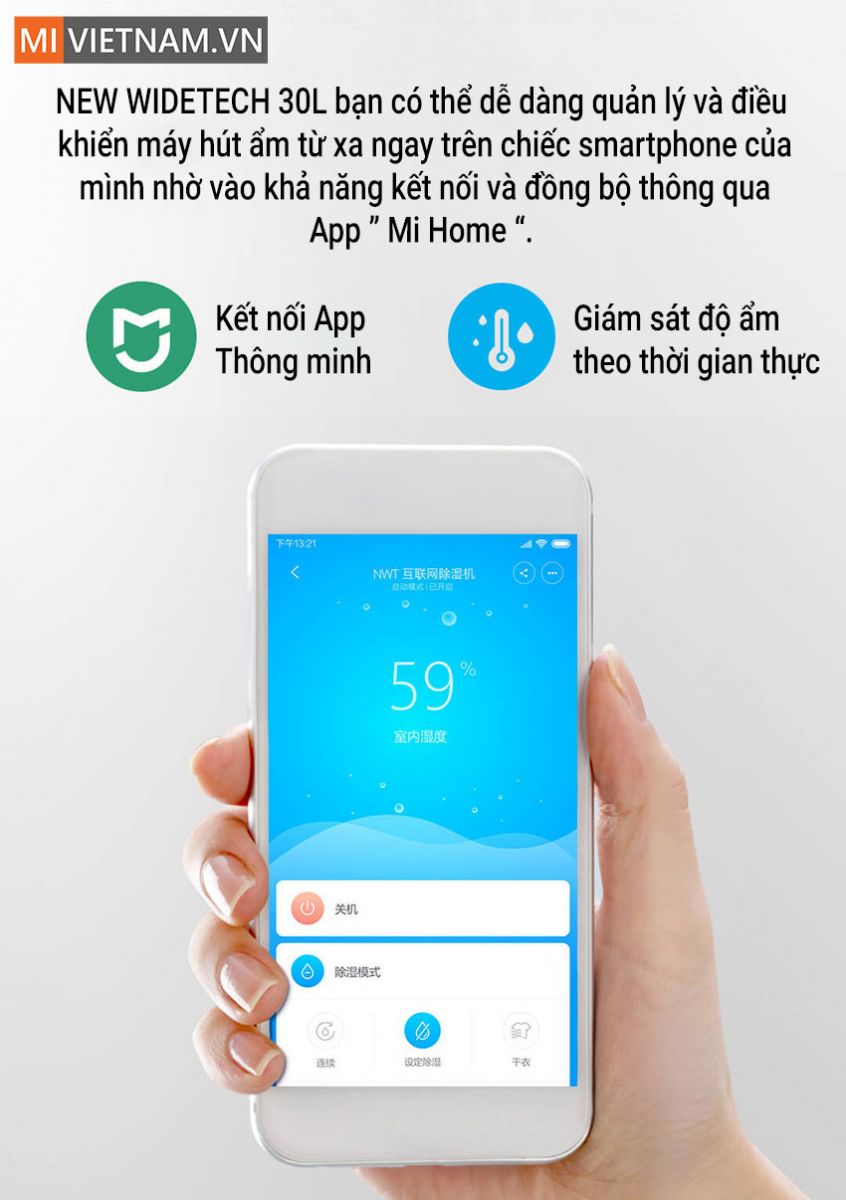 máy hút ẩm Xiaomi New Widetech 30L