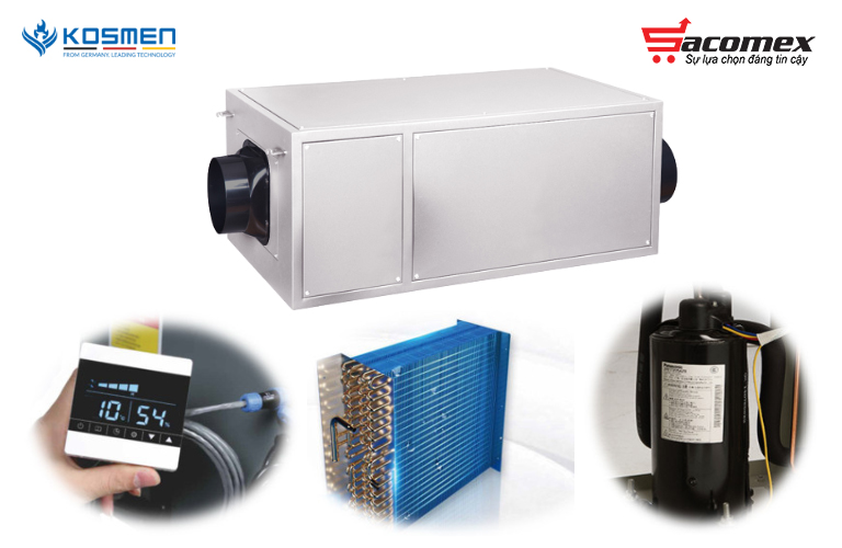 Cấu tạo và nguyên lý hoạt động máy hút ẩm treo trần Kosmen KM-96E