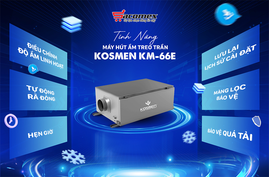 Ưu điểm vượt trội của máy hút ẩm treo trần Kosmen KM-66E