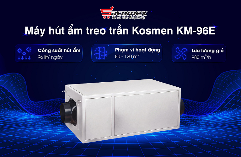 Cấu tạo và nguyên lý hoạt động máy hút ẩm treo trần Kosmen KM-96E