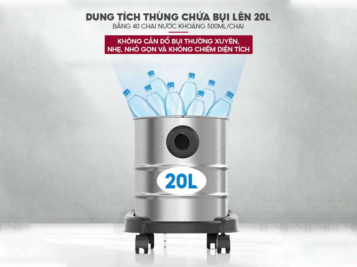Đặc điểm nổi bật của máy hút bụi khô và ướt công nghiệp Fujihome VC20