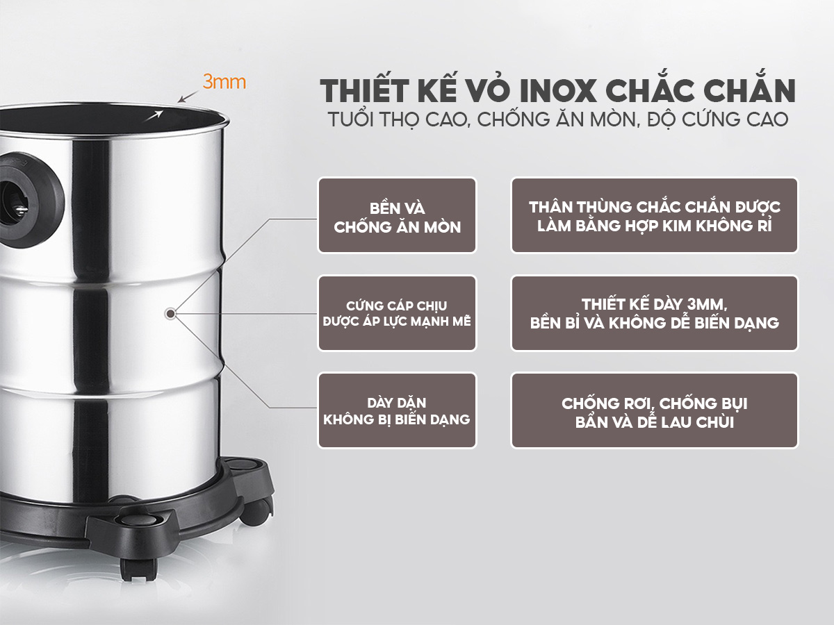 Ưu điểm nổi bật của máy hút bụi khô và ướt Fujihome VC15