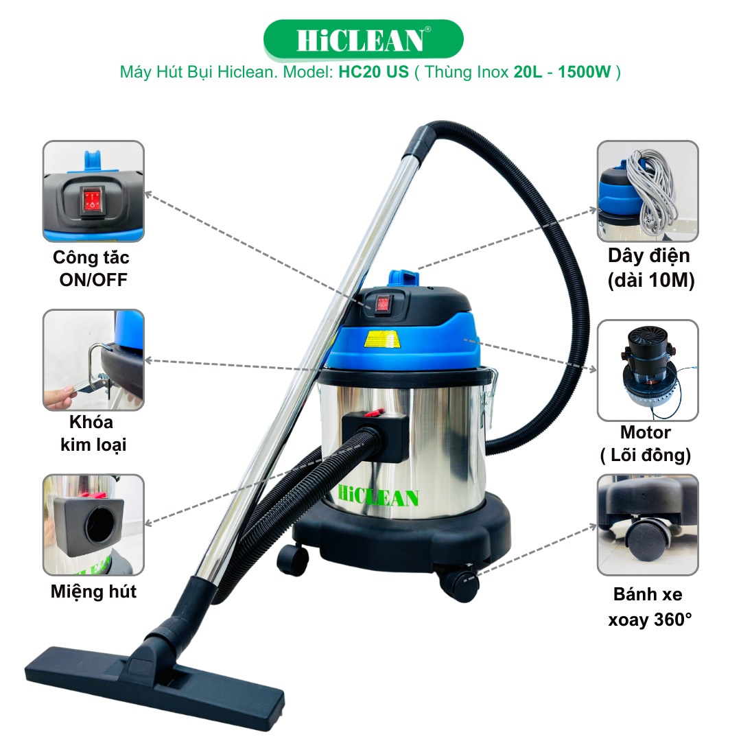 Ưu điểm nổi bật của máy hút bụi công nghiệp HiClean HC 20/US