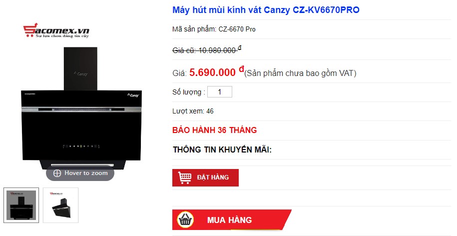 Top 3 máy hút mùi kính vát bán chạy nhất hiện nay