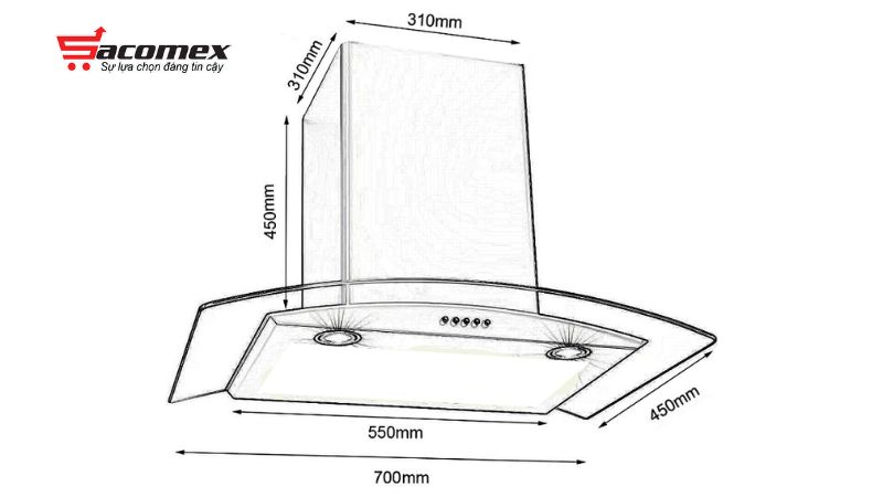 Các kích thước phổ biến của máy hút mùi hiện nay