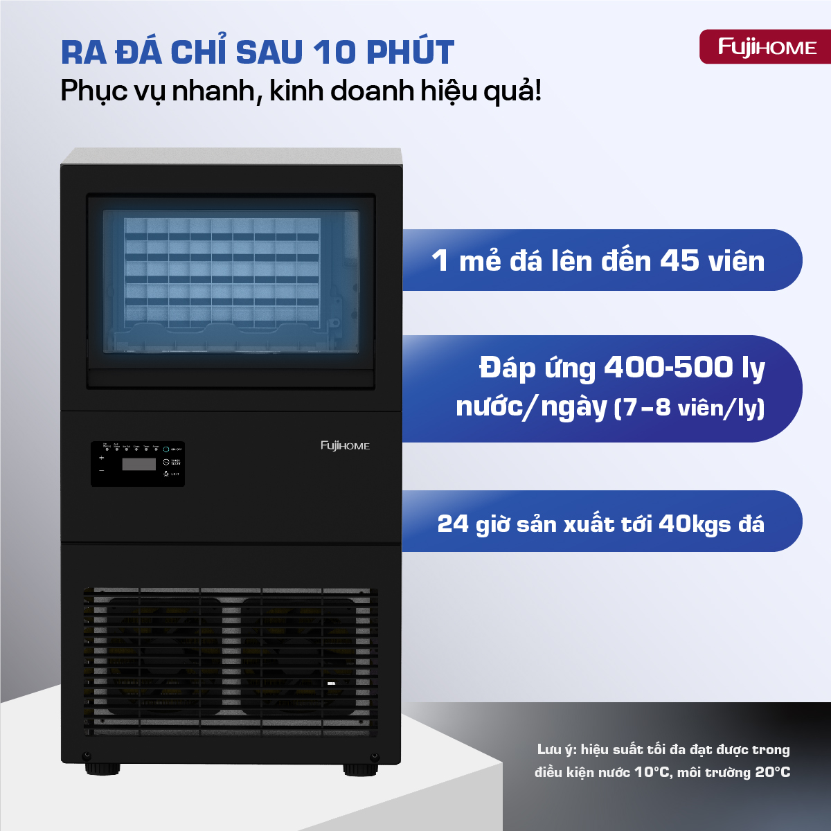 Đặc điểm nổi bật của máy làm đá thương mại kèm lọc nước UF Fujihome IM45C