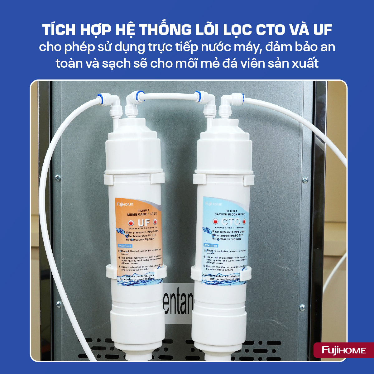 Đặc điểm nổi bật của máy làm đá thương mại kèm lọc nước UF Fujihome IM45C