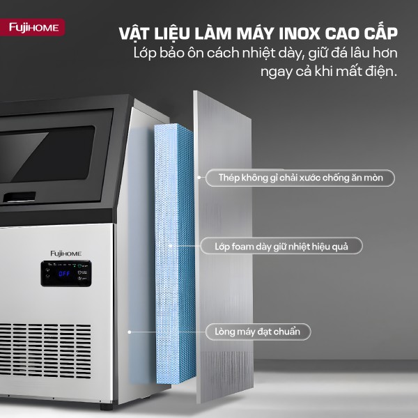 Đặc điểm nổi bật của máy làm đá thương mại kèm lọc nước UF Fujihome IM70C