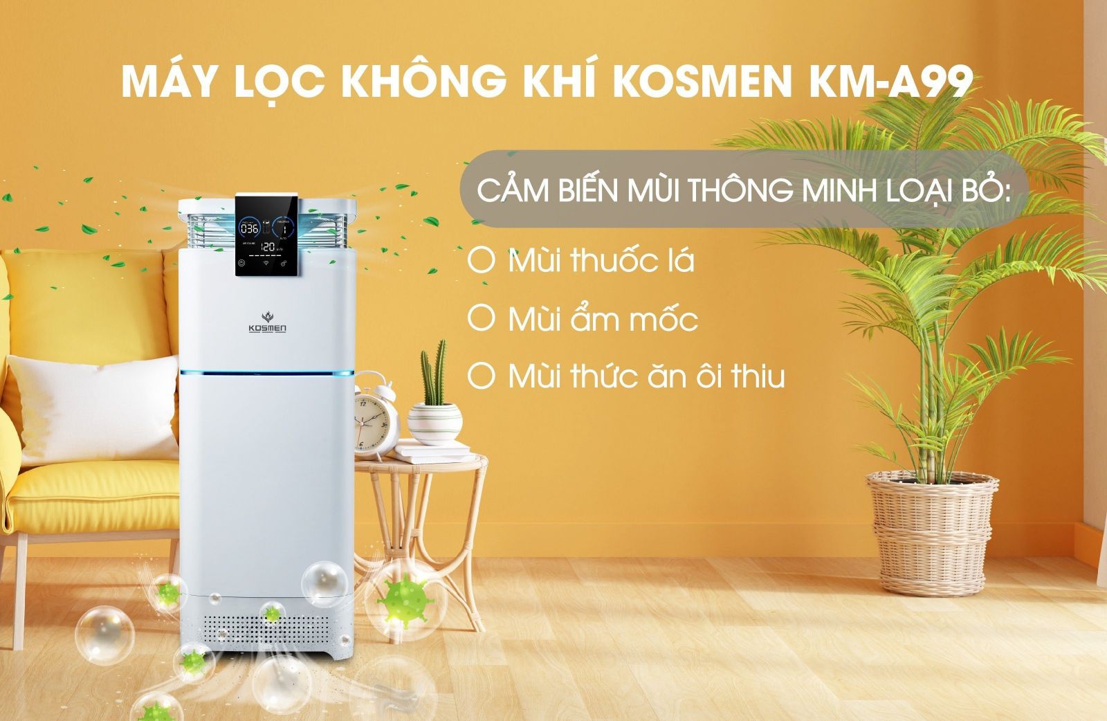 máy lọc không khí Kosmen KM-A99 dễ dàng phù hợp với mọi không gian