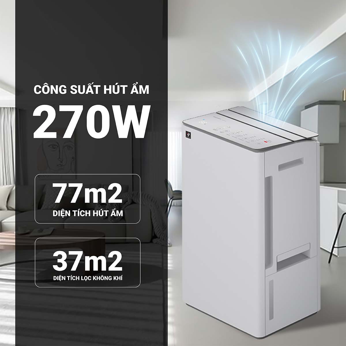 Ưu điểm nổi bật của máy lọc không khí và hút ẩm Sharp DW-T30FV-W