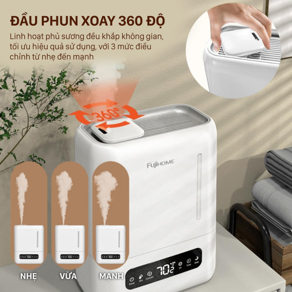 Đặc điểm nổi bật của máy phun sương tạo ẩm, xông tinh dầu Fujihome HM04EUV
